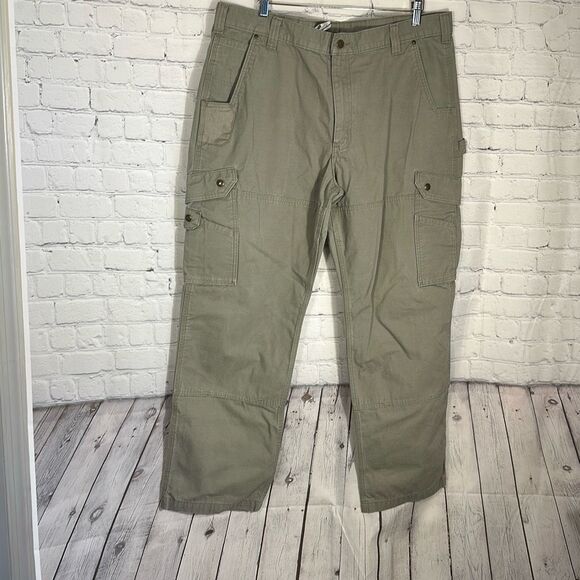 Carhartt Double Knee Cargo Pants Mens 40x32 Brown Ripstop B342 DES - Picture 1 of 9